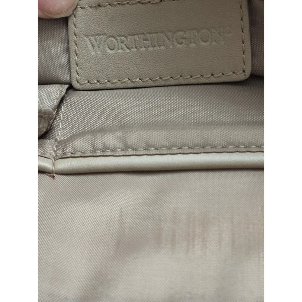 Y2K Worthington Leather Organizer Bag Women Taupe Multi-Pocket NWT Crossbody VTG